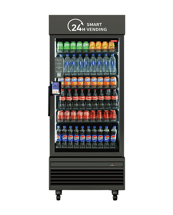 Combo vending machine with snacks and drinks